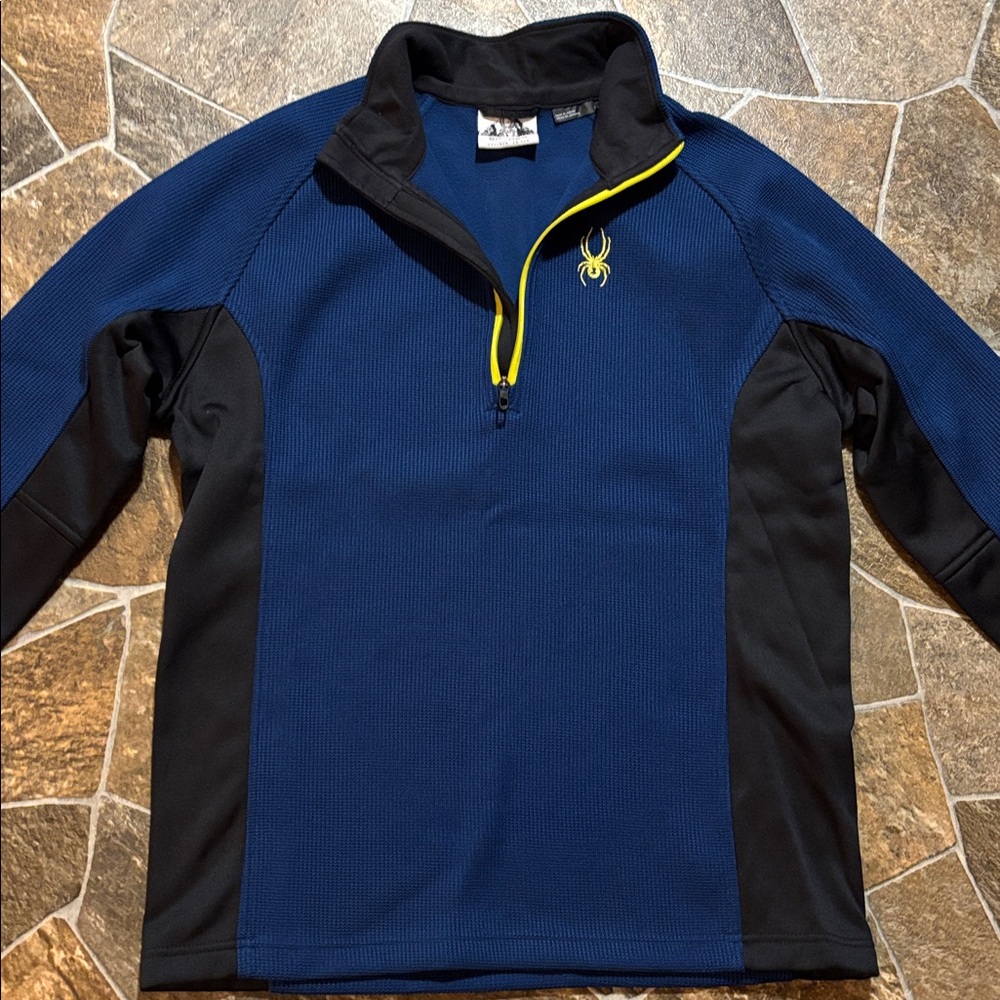 Spyder Men's Blue and Black 3/4 zip Sweater - Picture 4 of 8